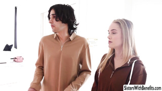 Interracial foursome with stepsiblings