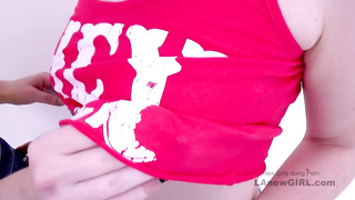 Lesbian Teens tease and strap on orgasms in studio