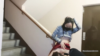 we plow in the stairwell of a mate's house