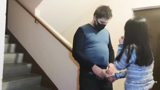 we plow in the stairwell of a mate's house