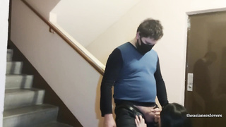 we plow in the stairwell of a mate's house