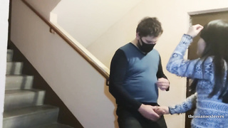 we plow in the stairwell of a mate's house