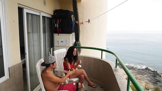 Horny Couple Real Sex In Vacances Beach Balcony