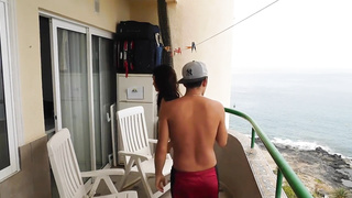 Horny Couple Real Sex In Vacances Beach Balcony