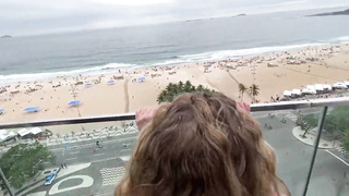 Hot Blonde Amateur Anal Creampie On Balcony Beach