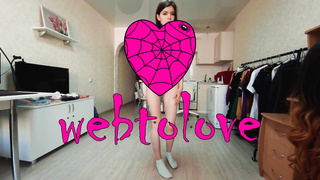 Smallish black-haired nubile in bondage suit and socks energetically sensuously plumbs and gets a facial cumshot cum shot