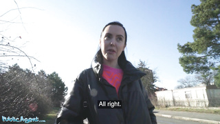 Public Agent - Young Spanish black-haired with pert jugs lured in public into outdoor fellatio and bang-out