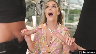 Brunette babe dp fucked by office mates