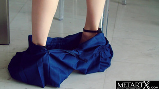 See this luxurious school lady arch over the desk to fap