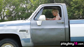 Blondie stripping to cool herself down