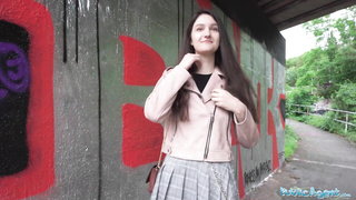 Public Agent - highly adorable school Nubile art college girl with innate fun bags examines a fat penis outdoors