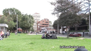 Busty Latina newbie skips class for cock