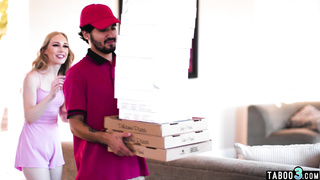 Skinny blonde slut fucking the pizza guy