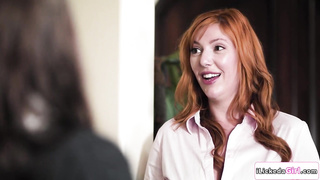 Lesbian staffs dp fuck busty milf client