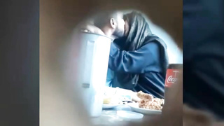 Muslim girl in cafe on velantine day