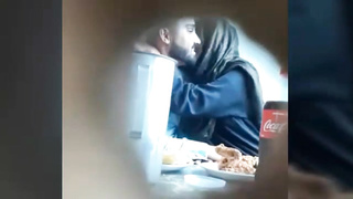 Muslim girl in cafe on velantine day