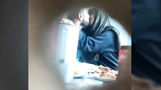 Muslim girl in cafe on velantine day