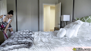 MILF maid waxing the landlords big cock