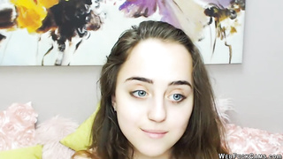 Small tits babe plays with vibrator