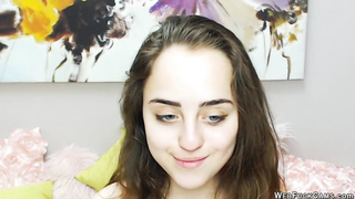 Small tits babe plays with vibrator