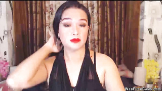 Brunette amateur in black on webcam