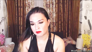 Brunette amateur in black on webcam