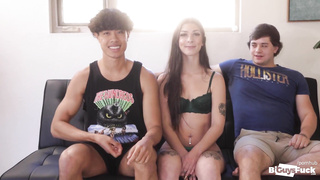 Bicurious MMF Threeway ejaculates with manmeat deep in CULO!