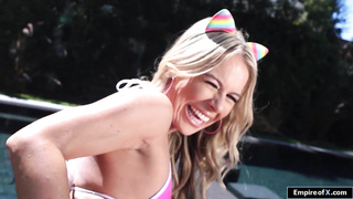 Guy throat fucks then anals petite gf