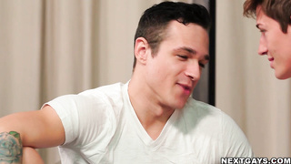 Jayden welcomes Dallas with his warm cock