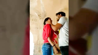 Indian desi college couple outdoor fun