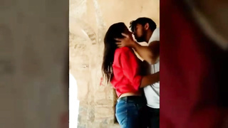 Indian desi college couple outdoor fun