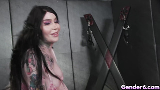 Lovely trans ladies stroke their uncut dicks