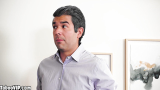 Petite blonde teen stepdaughter fucked next to stepdad