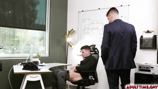 Rubbing Dick in the Office Caught by Boss