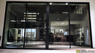 Obedient leashed MILFs served a big cock