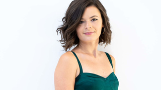 Sexy brunette Dharma rides cock on casting