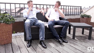 Wondrous Dark-Haired Waitress Nicole Clit Takes Back Suspended Guys For DOUBLE PENETRATION Drilling