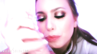 Super-Sexy Fellates Penis and Munches Sack Of Babymakers Working Jizm out of Chisel at Parlour