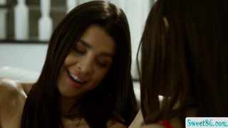 Lesbian brunette teens pussylicking 69