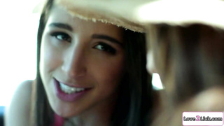 Brunette babe facesitted by possessed gf