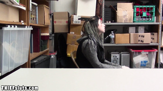 Chubby teen keeping a guards mouth shut