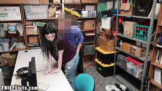 Chubby teen keeping a guards mouth shut