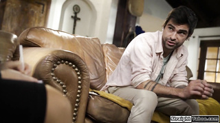 Curvy milf lets fetishist guy fuck her