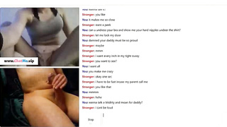 Teen brunette masturbating with stranger