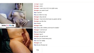 Teen brunette masturbating with stranger