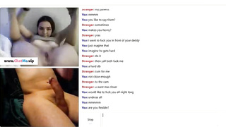 Teen brunette masturbating with stranger