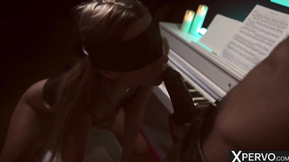 XPERVO - Blinded Brown-Haired Mary Popiense Takes BIG BLACK COCK from Piano Instructor