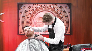 Barber Logan Bell shaves and fist fucks Nathan Daniels