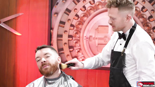 Barber Logan Bell shaves and fist fucks Nathan Daniels