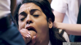 Stepsiblings take turns fucking student